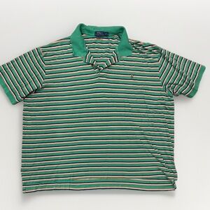 Polo Ralph Lauren Shirt Mens 3XB Green striped Short Sleeve Polo Shirt m Pony